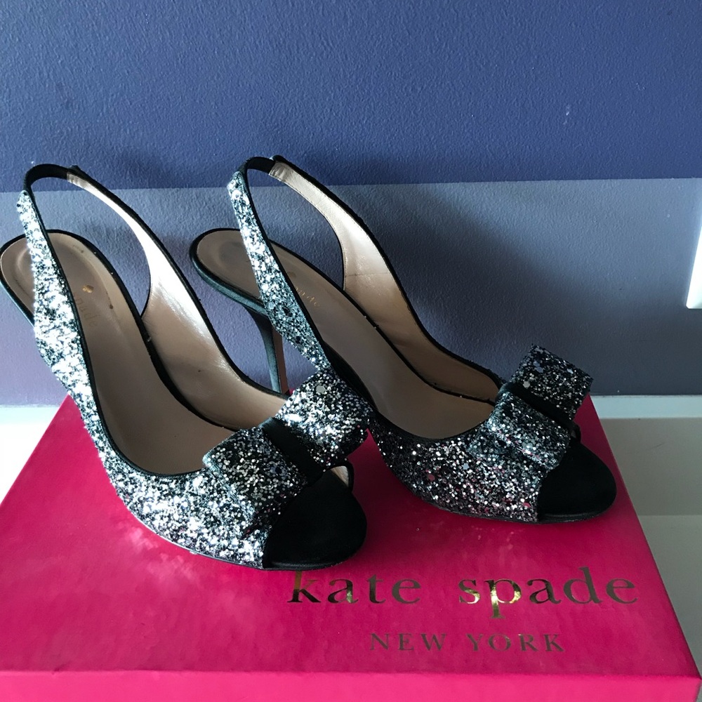 Kate Spade slingback glitter heels